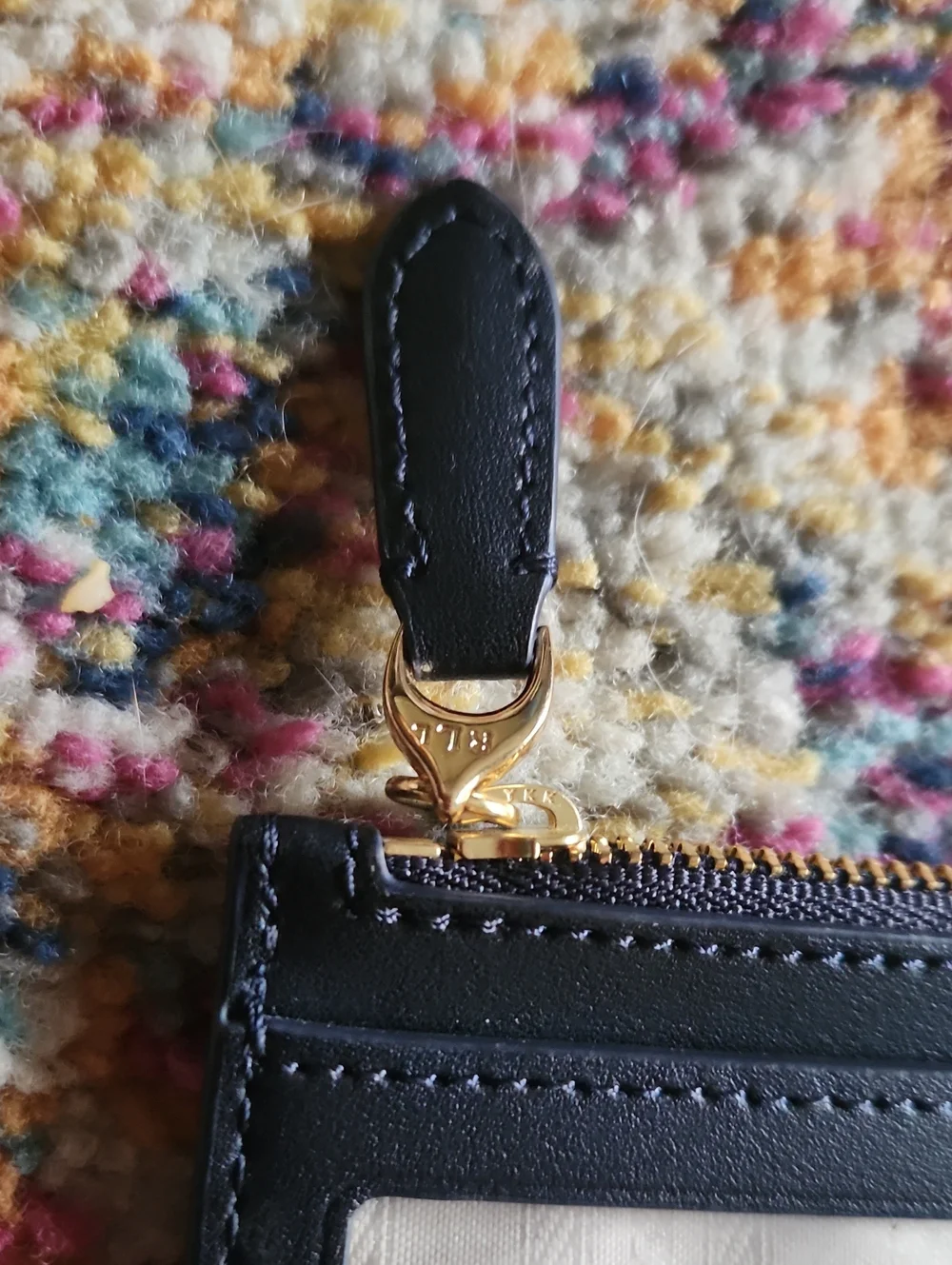 Ralph Lauren Navy Leather Zip Card Case Holder Key Pouch